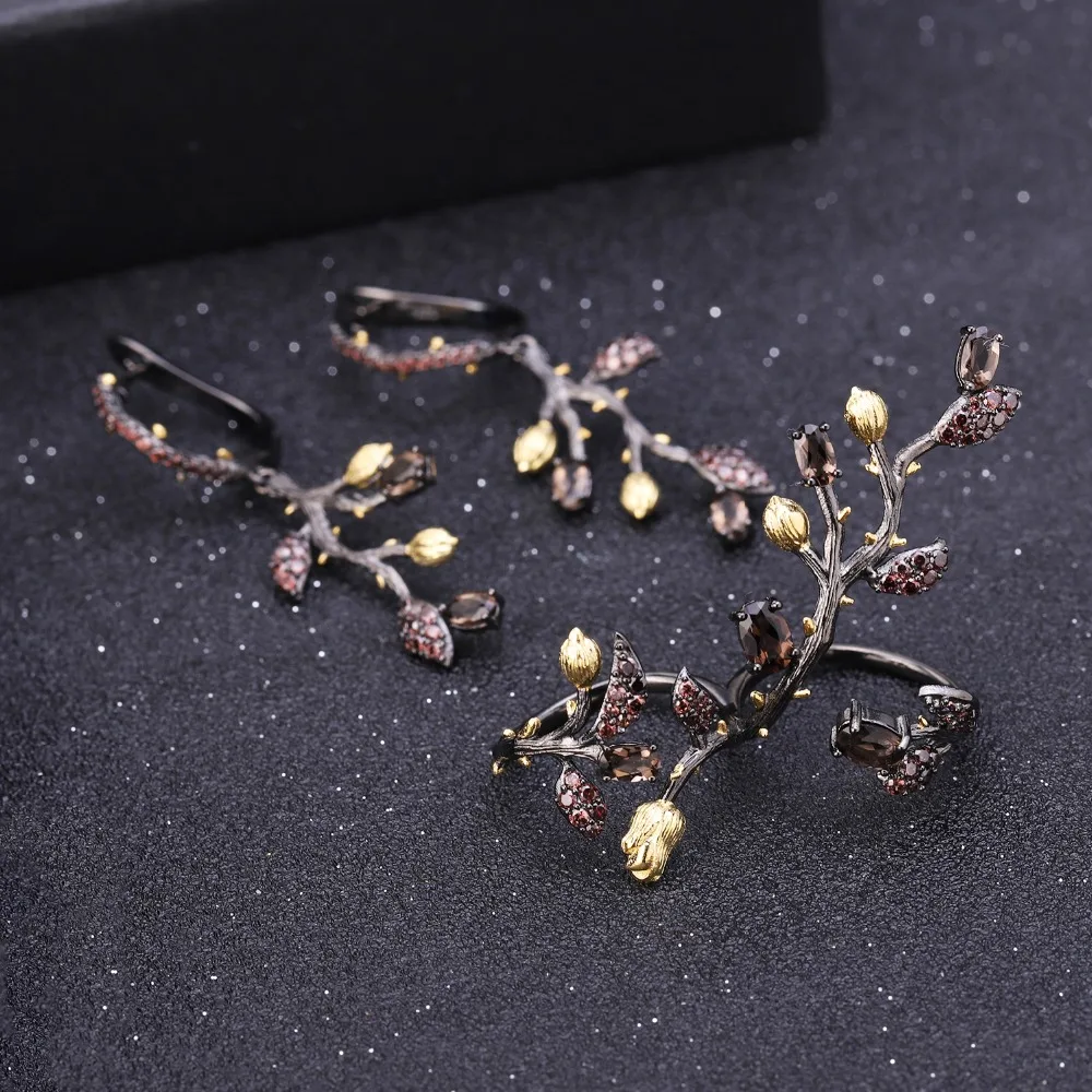 GEM'S BALLET 0.92Ct натуральные серьги из дымчатого кварца 925 пробы серебряные серьги ручной работы для женщин