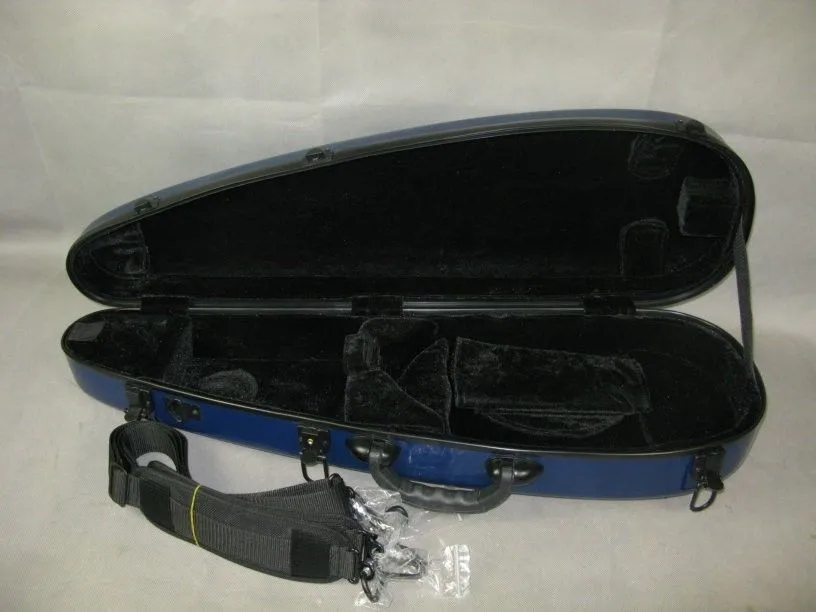 Wharncliffe формы сильный жесткий синие стеклянные волокна 4/4 Скрипки чехол, 2 лук держатели