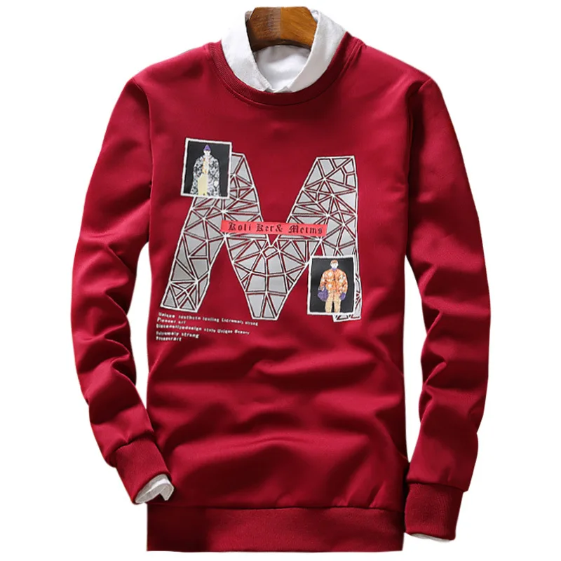 2017 Весна Повседневное swewatshirt Для мужчин Круглый Средства ухода за кожей шеи