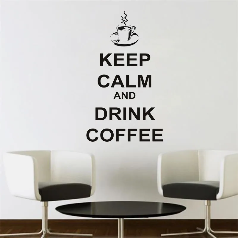 

Keep Calm And Drink Coffee Wall Decals English Words Home Decor DIY Wall Sticker For Kitchen Removerble Living Room Decoration