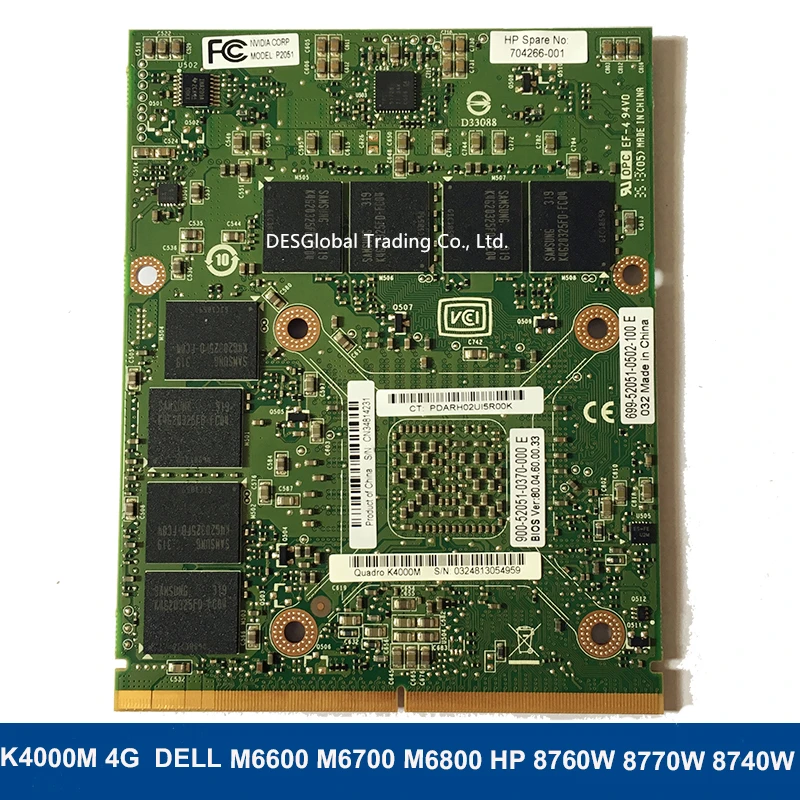K4000M K4000 Видео VGA Графическая карта 4 Гб N14E-Q3-A2 для DELL M6600 M6700 M6800 hp 8760W 8770W 8740W рабочих