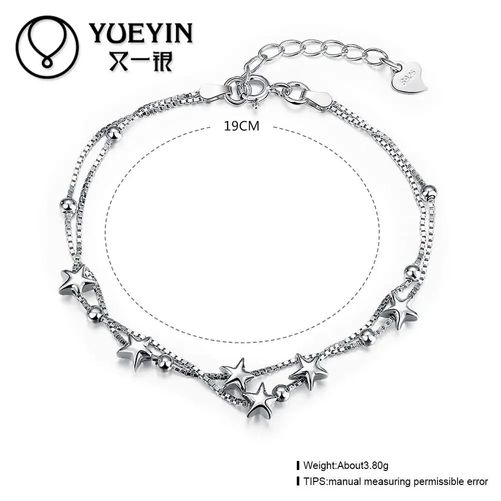 H057 silver fashion bracelets plated jewelry wedding for women charm chain | Украшения и аксессуары