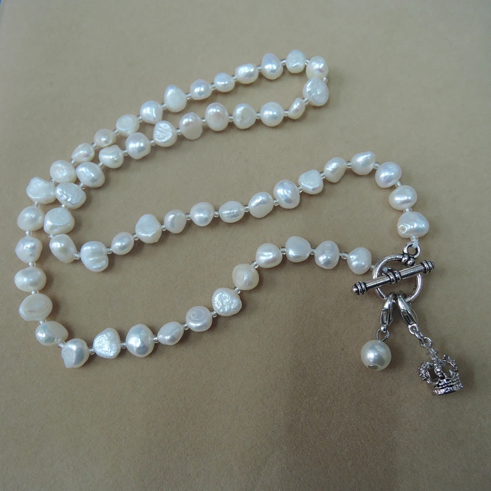 Ожерелье из 100% натурального пресноводного жемчуга с хорошей короной и подвеской