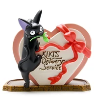 1set kikis delivery service couple jiji cat rose heart shaped flower pot resin model action figure model toys for