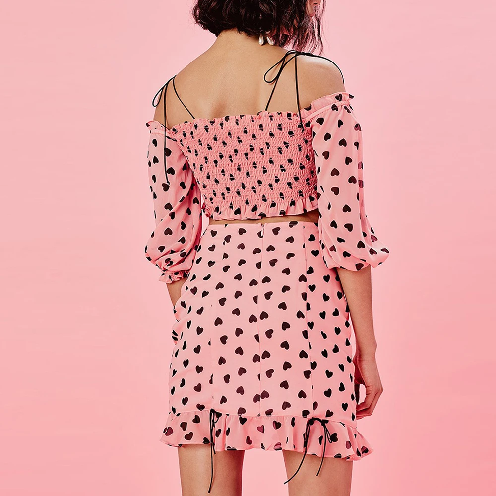 FTGSDLONG сексуальный укороченный топ и мини юбка комплект женский костюм из двух