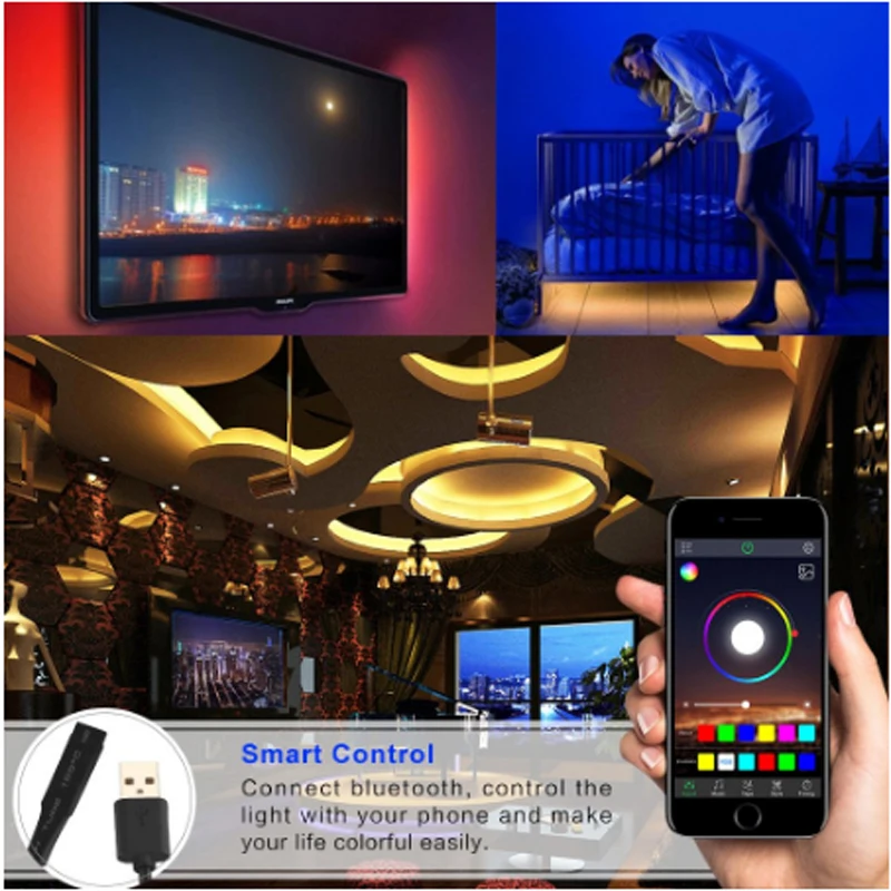 Черный USB разъем умный RGB Bluetooth Таймер для 5 В 3528 5050 Светодиодная лента контроллер