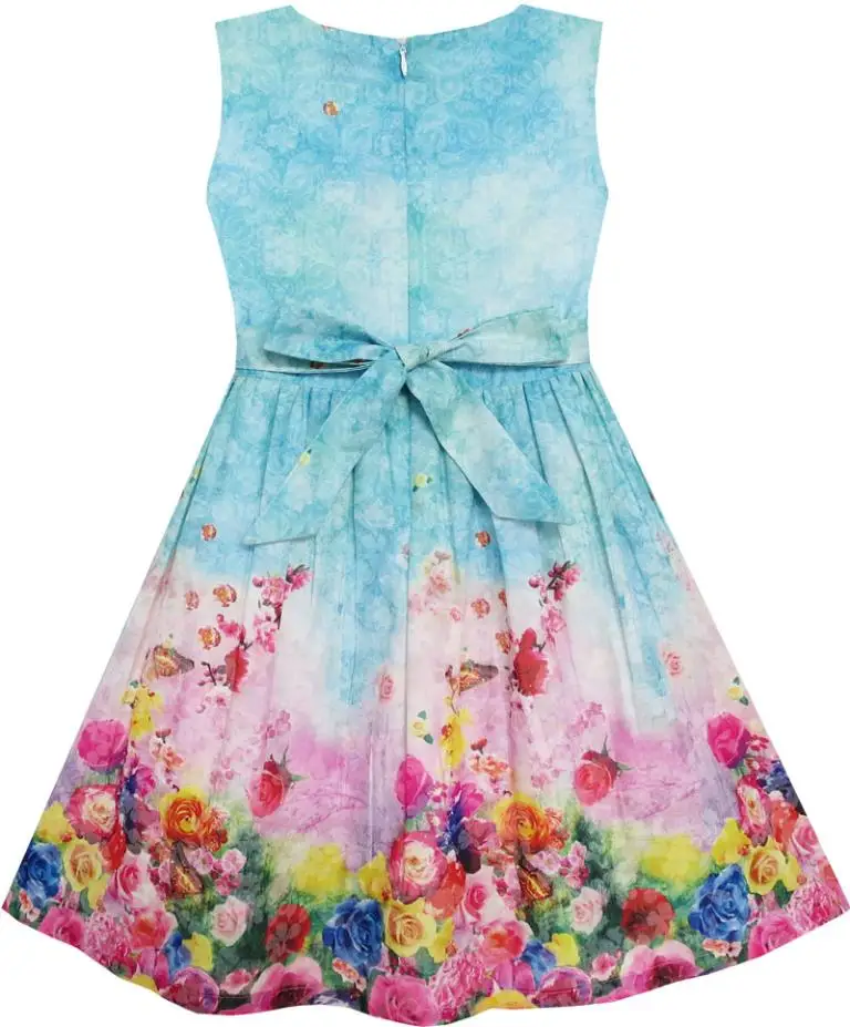 Sunny Fashion платья для девочек новогодние костюмы Цветущий Роза Сад Цветок Рукавов