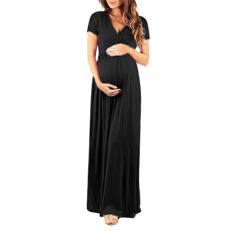 

Женское платье для беременных с v-образным вырезом и коротким рукавом, женский сарафан для беременных, Одежда для беременных женщин A1