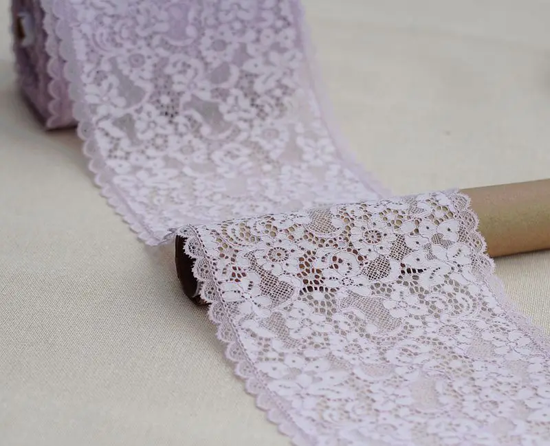 

MLAEY 2yards Width18cm Pink Elastic Stretch Lace Trim Soft Floral Decoration Crafts Sewing Lace Fabric For Dress Making