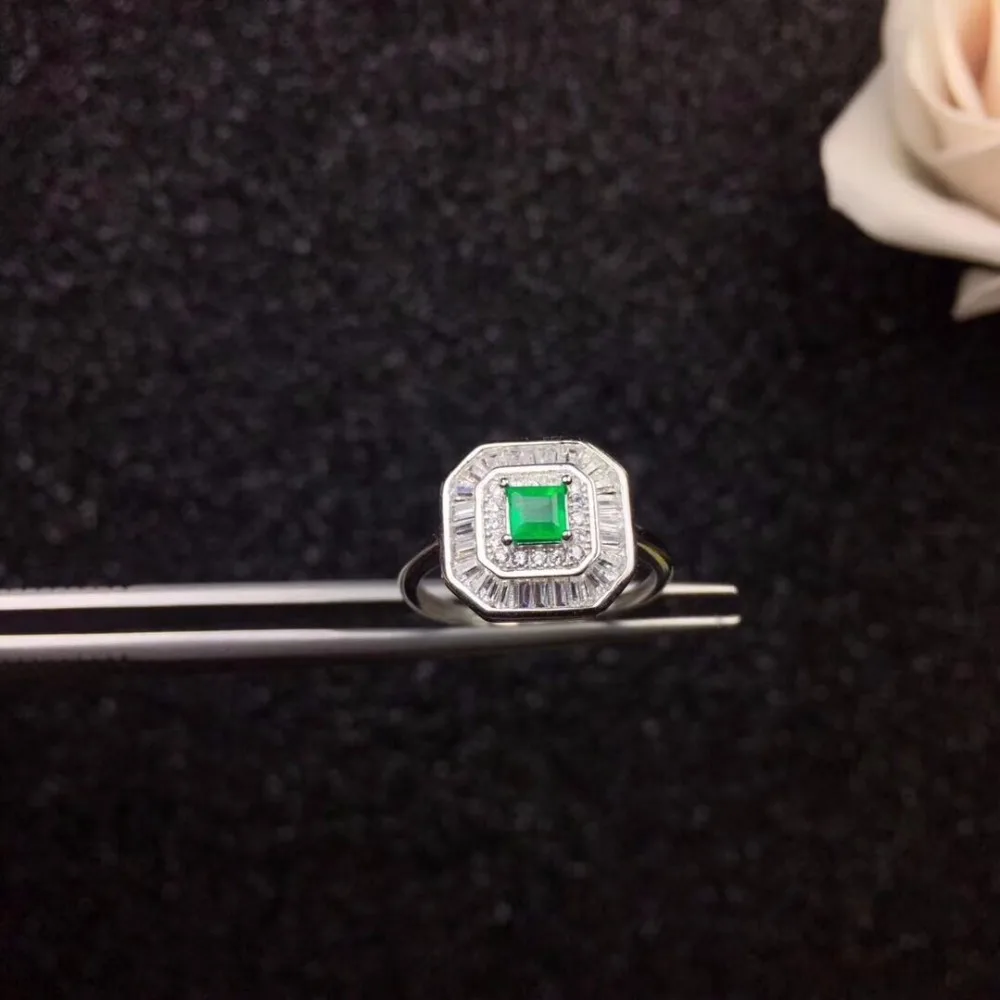 Natural emerald, small row, 925 silver, personality, style, latest design, favorite beauty