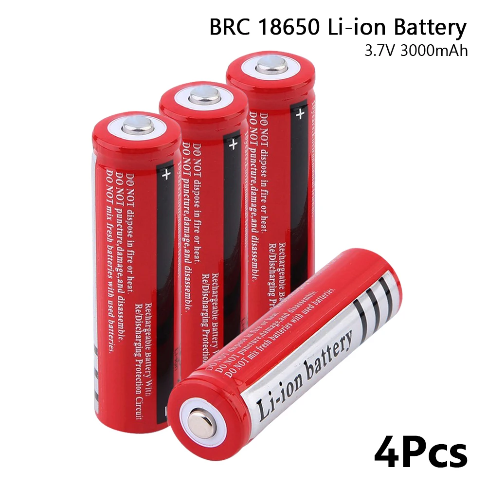 4 Pcs BRC большой 18650 Аккумулятор 3,7 в 3000 аккумуляторная батарея мАч высокой разрядки литиево-ионный аккумулятор - Цвет: 4 Pcs