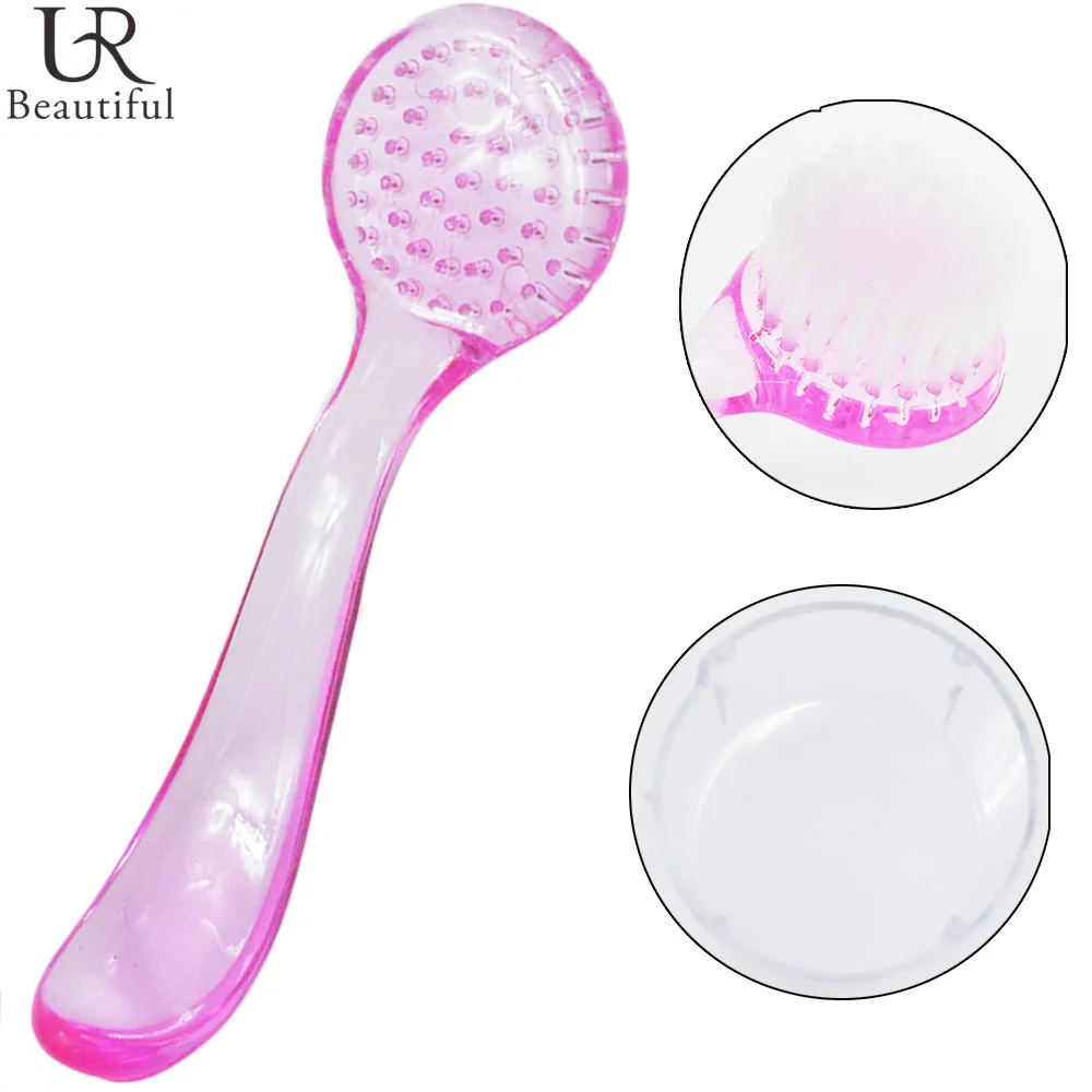 1 шт. розовая Профессиональная щетка для мытья ногтей очистки от пыли с колпачком