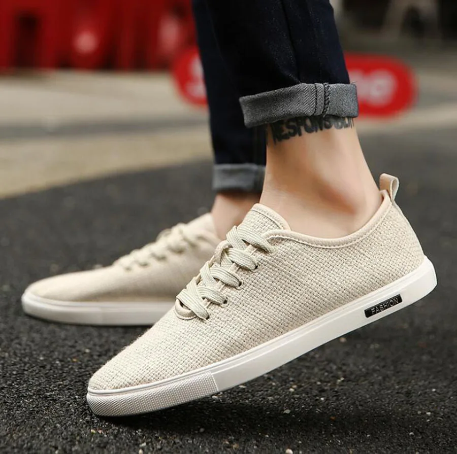 Summer Concise and Comfortable Men's Shoes Canvas Low-cut Breathable Casual Versatile Linen Tide Solid Colors | Обувь