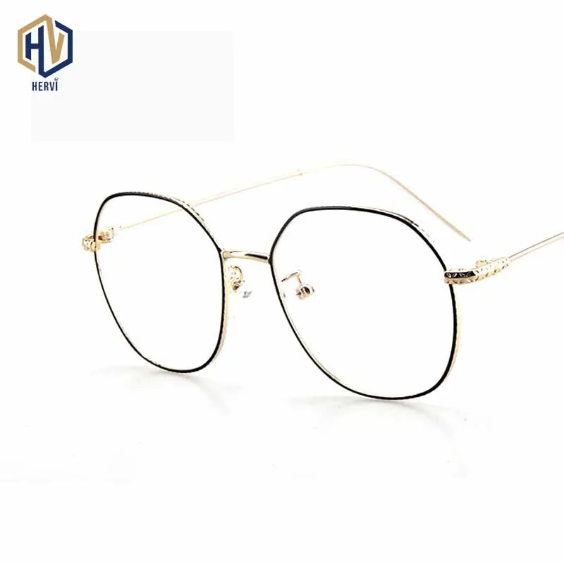 

New Round Optics Glasses Frame Men Women Solid Color Metal Big Spectacles Frames Prescription Eyeglasses