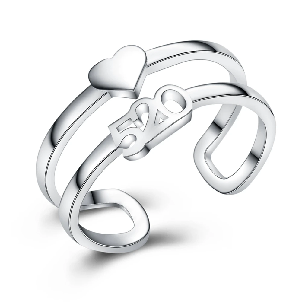 

Romantic 520 Heart Ring Silver 925 Jewelry Women Solid Sterling Silver Anniversary Ring Authentic 925 Silver Rings For Girls