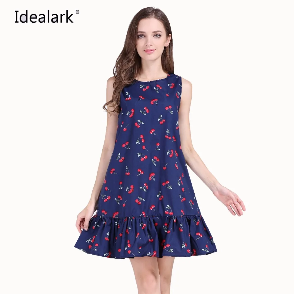 Idealark 100% хлопок рукавов Сексуальная оборками женское платье Лето Повседневное