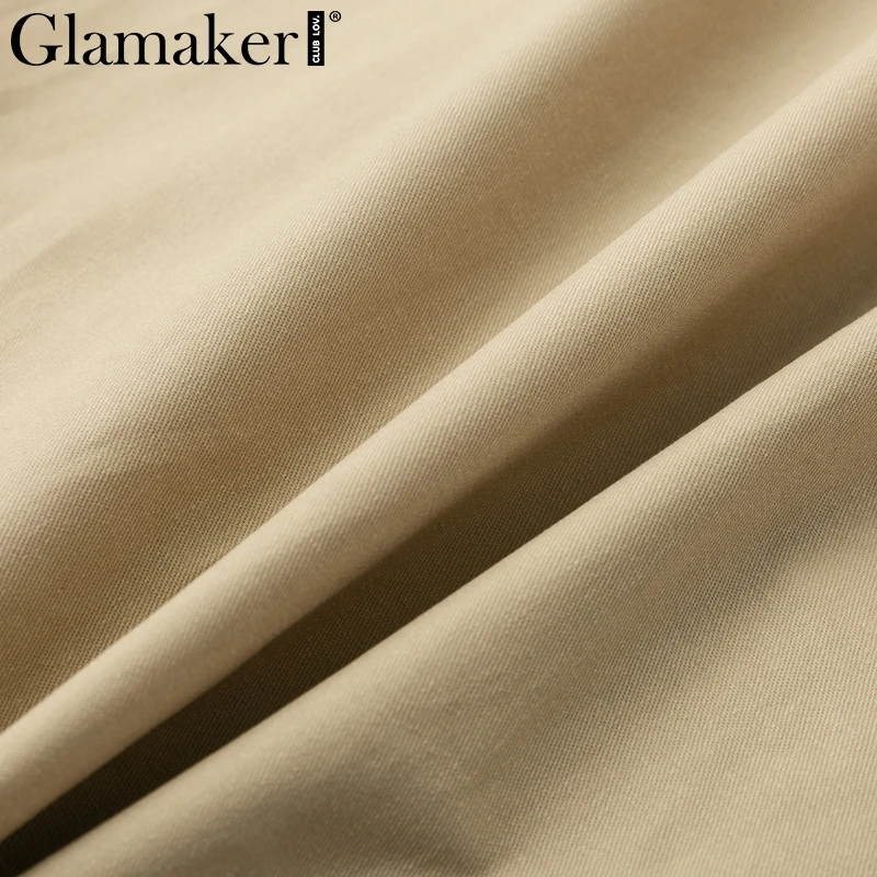Glamaker хаки офисное женское винтажное сексуальное платье Женский Регулируемый ремень пряжка на пояс Летнее платье Весна на шнуровке Костюм Платье Тренч