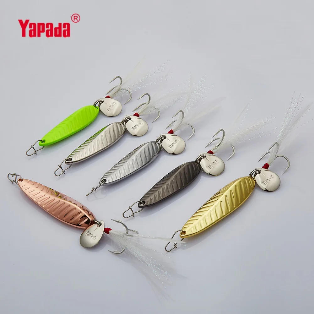 YAPADA ложка 009 нахлыстовой лист 10 г/15 г тройной крючок + перо Блестки многоцветные 45