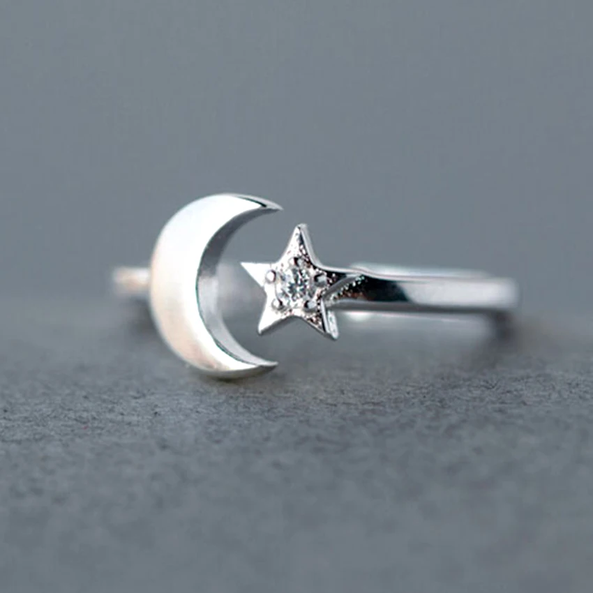 Женские винтажные кольца Kinitial в форме полумесяца с кристаллом циркония вечерние