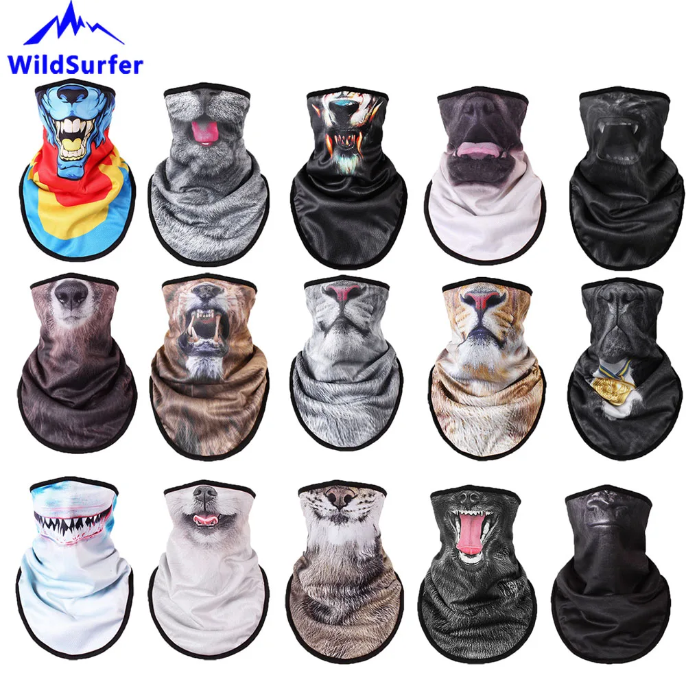 WildSurfer флисовые лыжные нагрудники с животным лицом Сноуборд Маска для всего лица