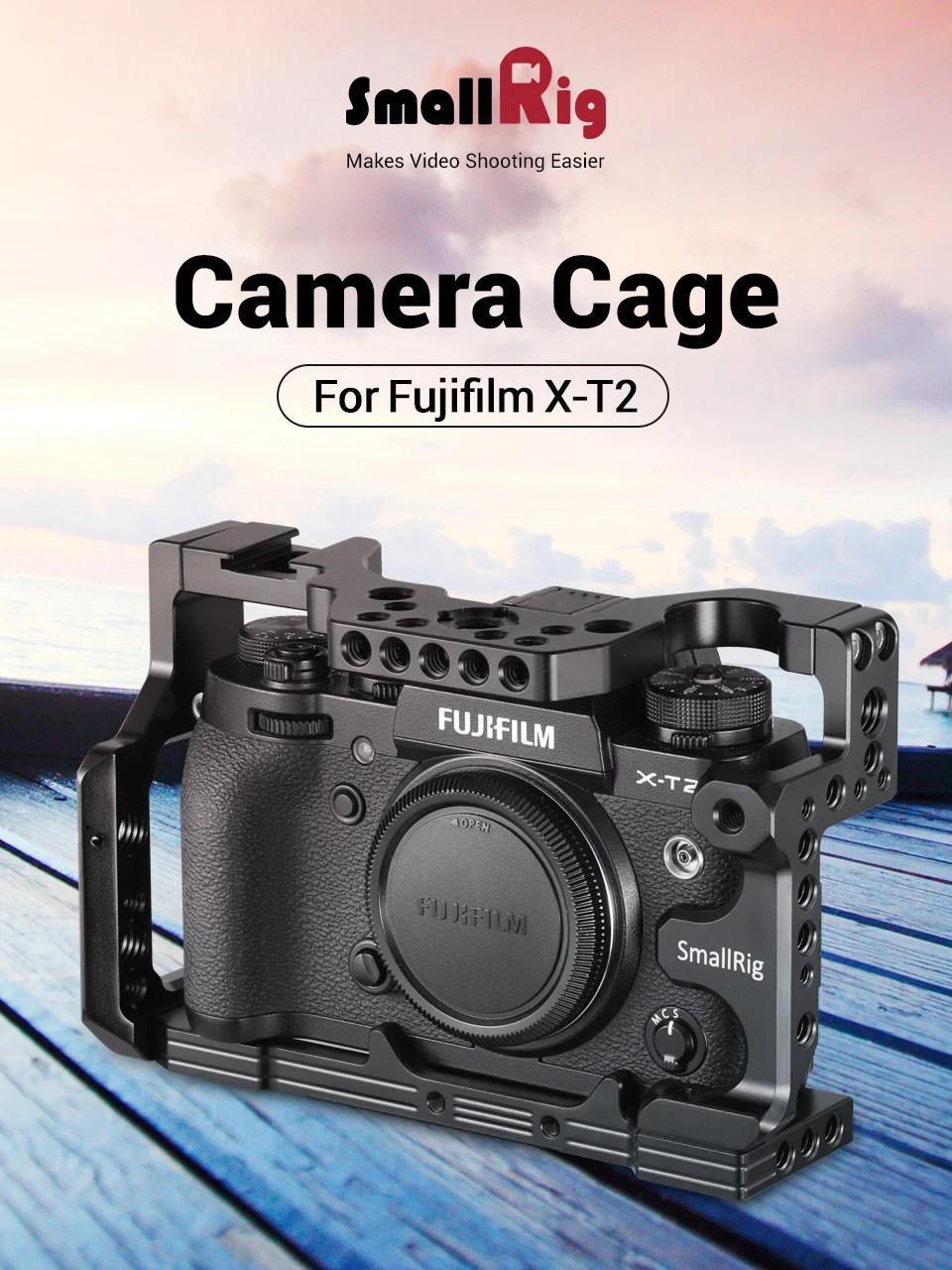 SmallRig для Fuji X-T2 облегающая клетка для Fujifilm X-T2 клетка для камеры с холодным башмаком NATO Rail-1881