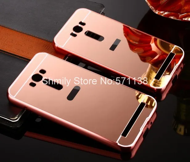 For ASUS ZenFone 2 Laser ZE550KL Luxury Elegant Quality Metal Aluminum Case For ZenFone 2 Laser 5.5" Acrylic Mirror Back Cover