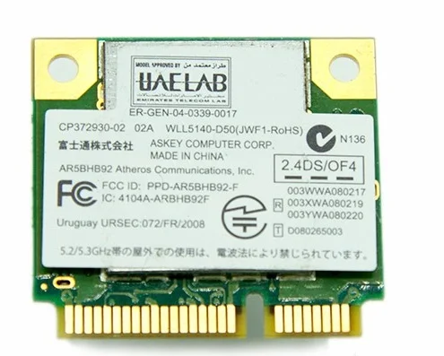 

Оптовая продажа, новинка, для Atheros AR9280 AR5BHB92 2,4 ГГц/5 ГГц Мбит/с, Половина Mini Pci-e, беспроводная карта 802.11a/b/g/n