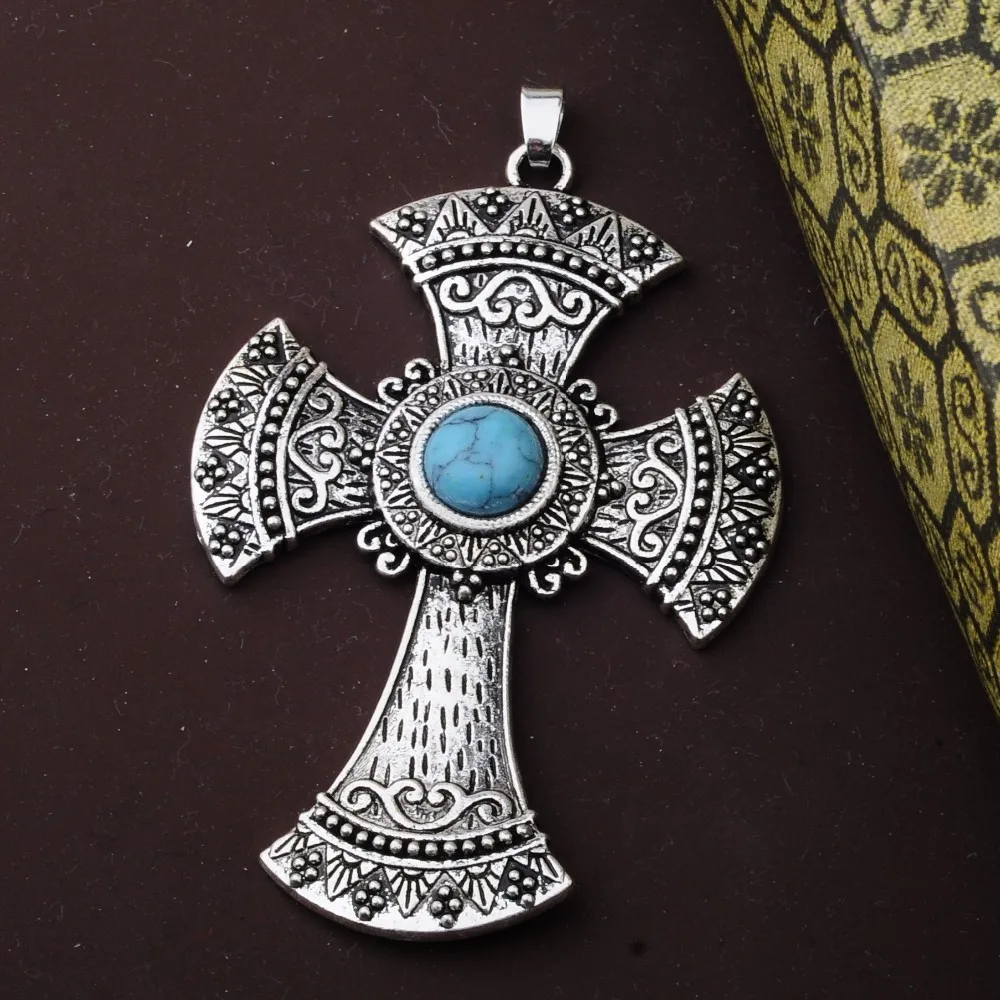 Natural Quartz Stone Beads Cross Pendant Opal Black Onyx Tiger eye Howlite  Free Leather Chains Necklace