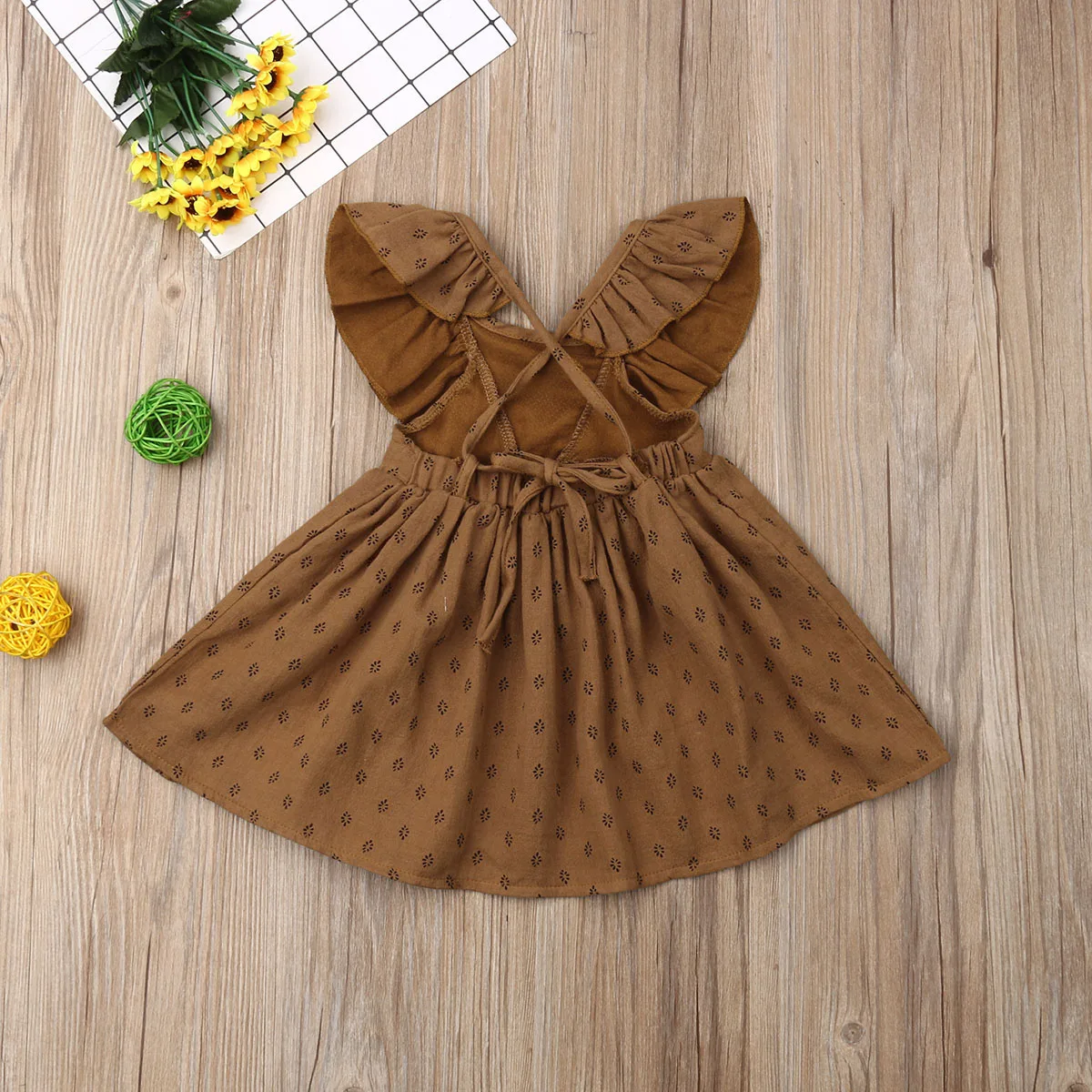 Новинка лета 2019 платье-трапеция в горошек для маленьких девочек Платье До Колена