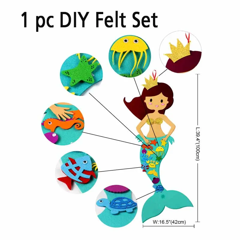 1 set diy felt game OurWarm Русалочка вечерние принадлежности под водой декор для дня рождения пользу Русалка игра морской вечерние свадебные украшения Гостевая подарки - Цвет: 1 set diy felt game