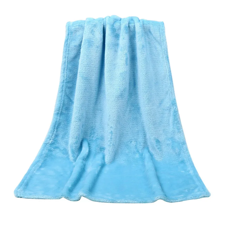 Sky Blue Супер мягкий флис теплый пледы Твердые дети одеяло теплый коралловый одеяла фланелевые на кровать 45*65 см Oct#1 - Цвет: Sky Blue
