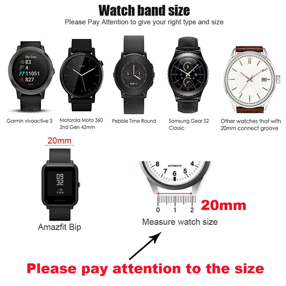 20 мм браслет ремешок для Xiaomi Amazfit Bip ремешок для часов Amazfit GTS кожаный ремешок для часов Amazfit GTR 42 мм браслет из нержавеющей стали