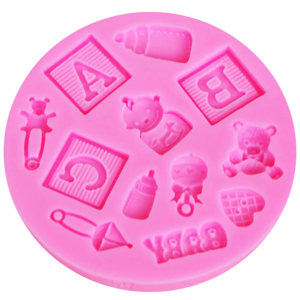 10 шт./компл. M016 ABC Baby Shower силиконовая форма бутылка Trojans Bear Fondant инструмент для