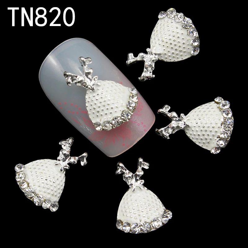 10 шт. блестящие 3d украшения для ногтей из серебристого сплава со стразами салонов