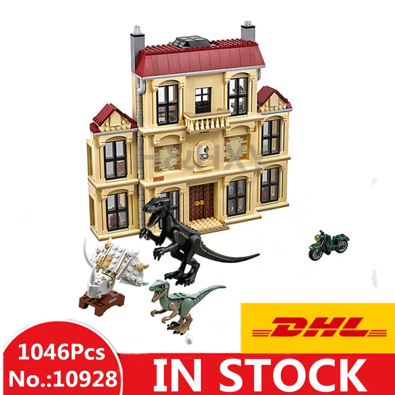 В наличии DHL H &amp HXY 10928 1046 шт. динозавр Юрского периода Indoraptor Rampage в Lockwood Estate BELA Building