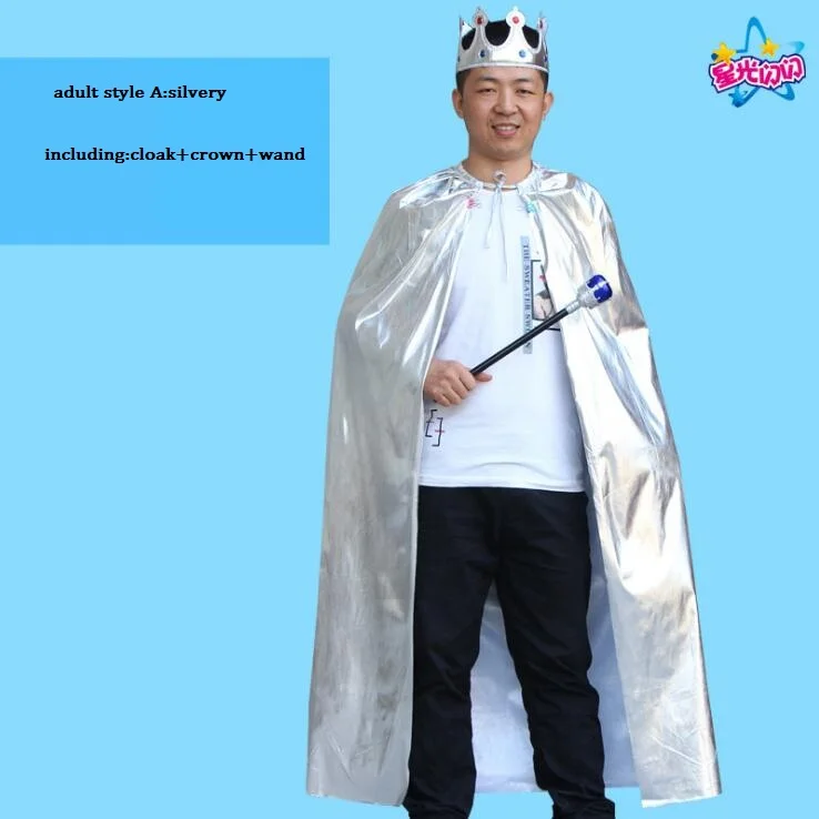 adult silvery cloak Высокое качество король ролевой игры Костюм Косплей Костюм Хэллоуин маскарад Новое поступление взрослый мальчик принц Костюм для горячей продажи - Цвет: adult silvery cloak