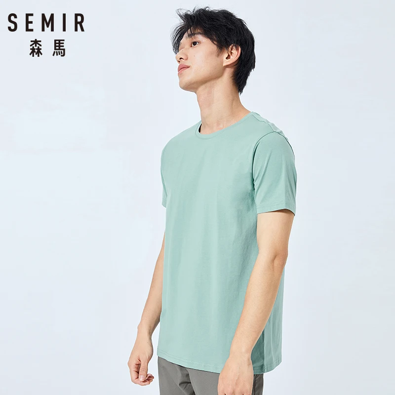SEMIR Футболка мужская летняя футболка однотонная 100% хлопок Homme 3XL одежда плюс