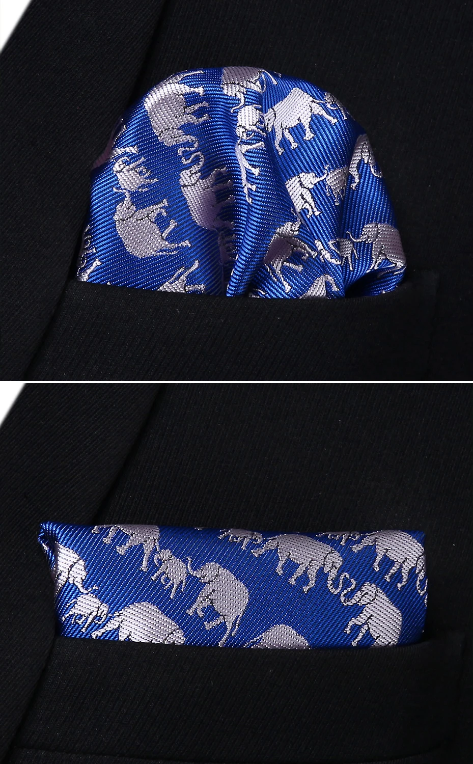 Men Woven Party Wedding Blue Animal Self Bow Tie Pocket Square Set#BGA15BS handkerchief set | Ties