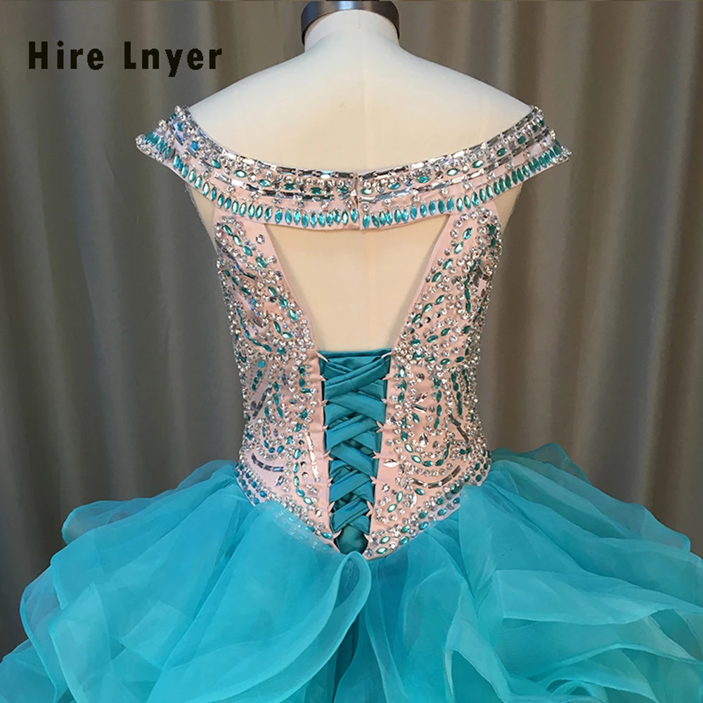 HIRE LNYER New Arrive Delicate Crystal Sky Blue Quinceanera Dresses Romantic Ruffles Vestido Sweetheart Party Dress Plus Size | Свадьбы и