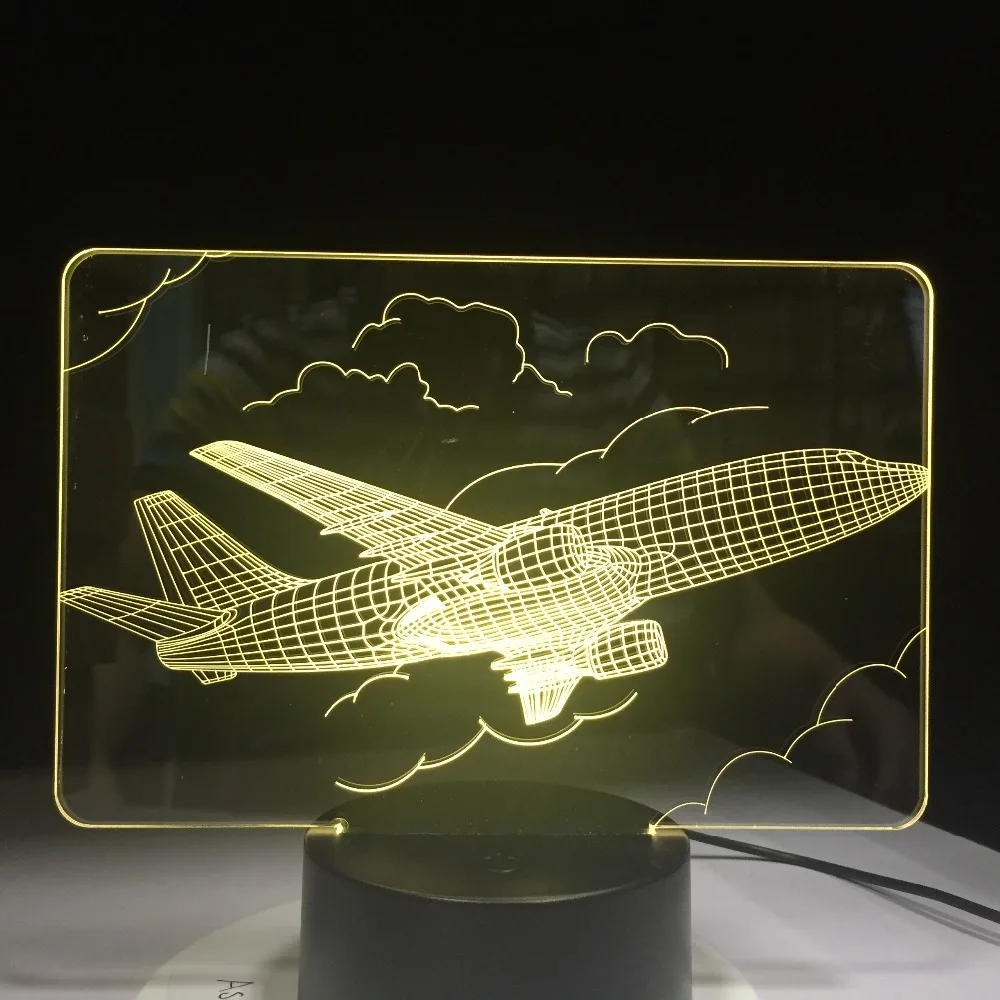 Истребитель 3D ночной Светильник Новинка Светодиодный плоскости настольная