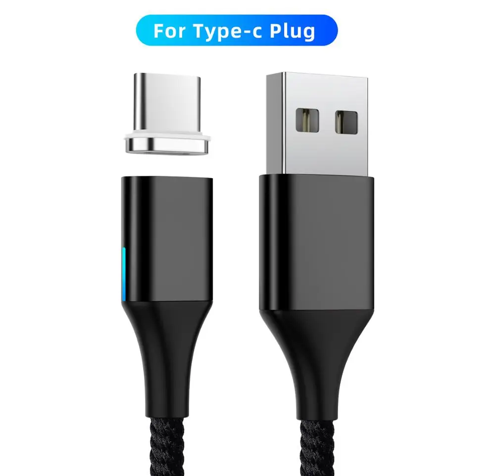For Tpye-C Black Магнитный usb-кабель Uverbon, суперзарядный кабель USB type C, Магнитный зарядный кабель Micro usb для зарядки и передачи данных, кабель USB для мобильного телефона - Цвет: For Tpye-C Black