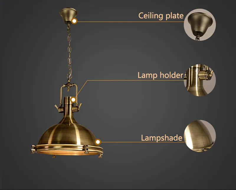 Vintage loft American chain pendant light country restaurant heavy metals industry lamp the wind restoring ancient ways
