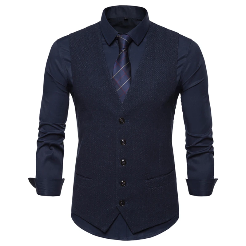 Business Vest Waistcoat Men European Size 2022 Spring Autumn Leisure V Collar Male | Мужская одежда