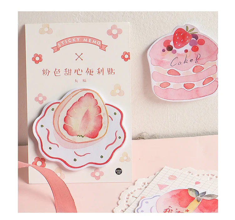 Розовые Клубничные серии блокноты для записей Kawaii Канцелярские Липкие заметки бумажные закладки для школьных учебников офисные поставки Papelaria