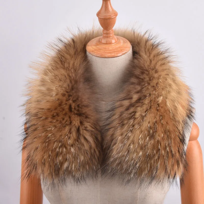 

Genuine Unisex Winter Raccoon Fur Scarf Scarves Wrap Neck Warmer Shawl Collar real raccoon fur collar 50cm