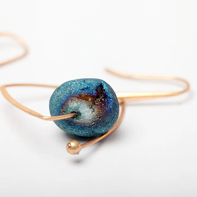 Романтический Для женщин синий Натуральный камень Серьги Винтаж золото