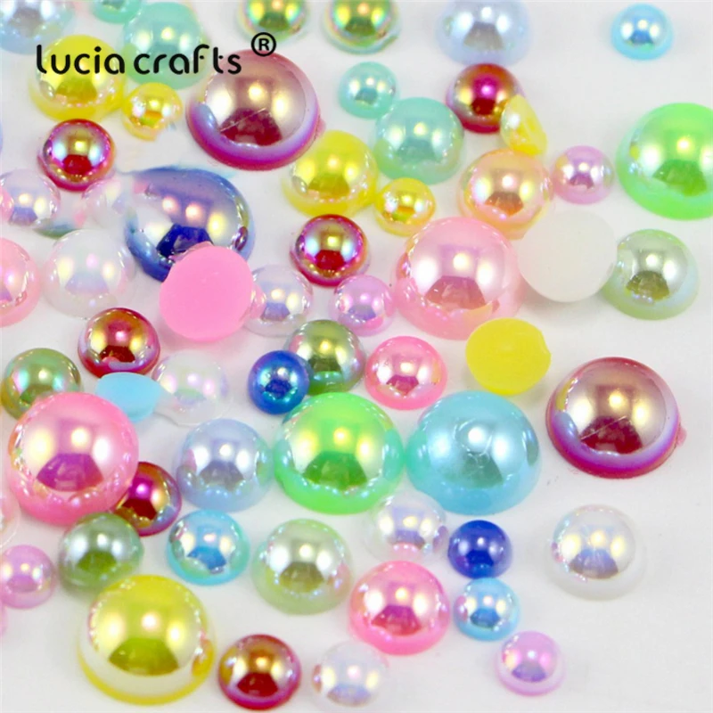 Lucia crafts 4 8 мм Разноцветные полукруглые Пришивные АВ жемчуг стразы DIY Аксессуары 20