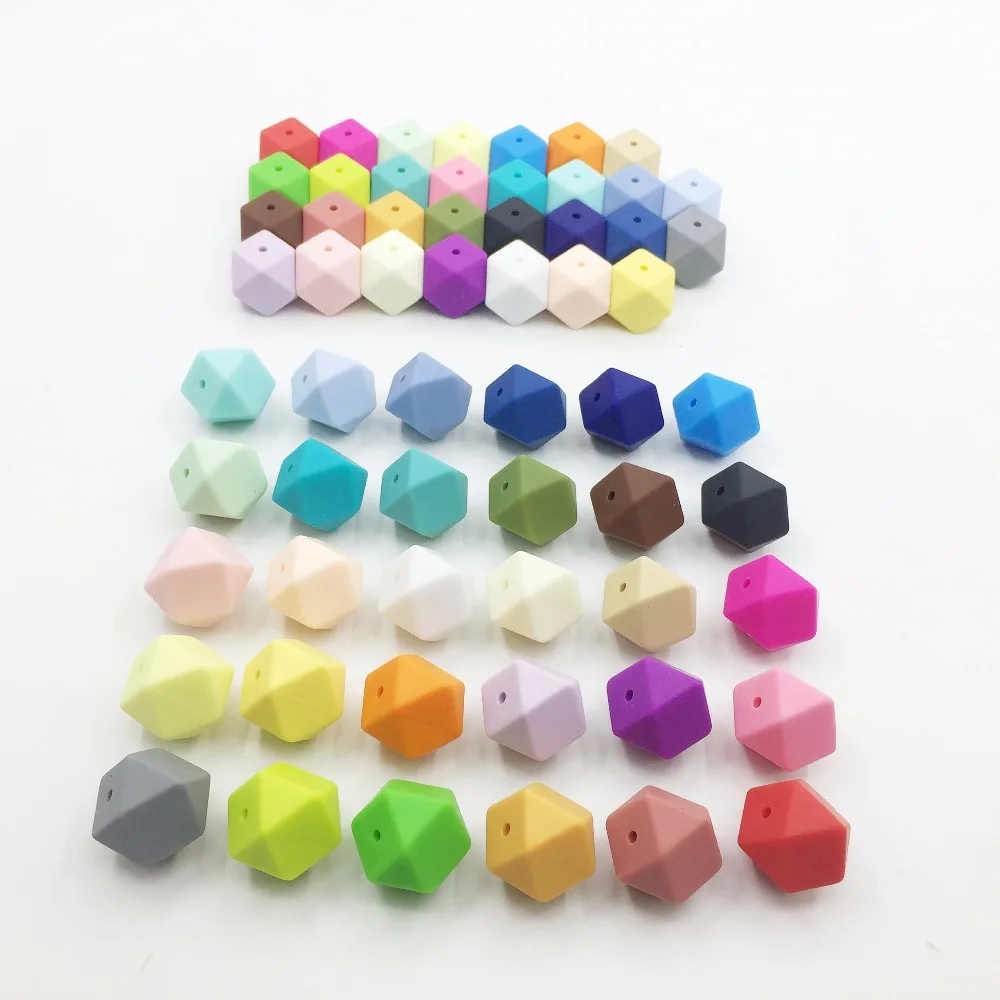 Силиконовые шестигранные бусины для прорезывания зубов 50 шт. 17 мм|colorful beads|hexagon