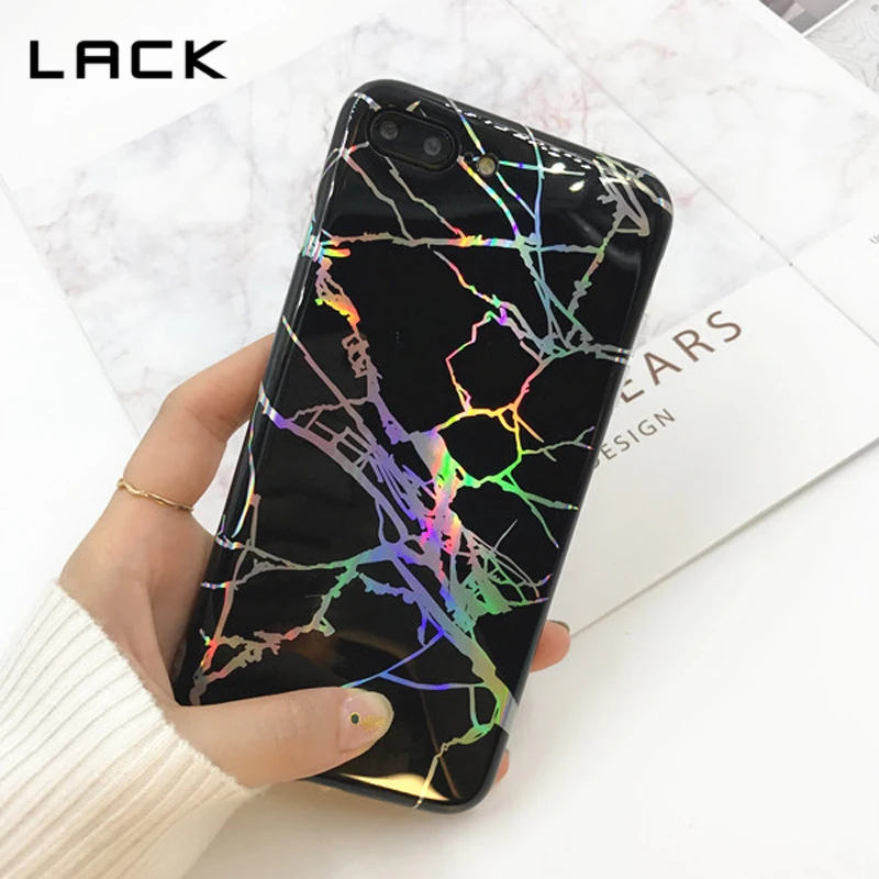 Мягкие чехлы IMD для iphone 7 6 6S 8 Plus чехол модная Лазерная мраморная текстура задняя