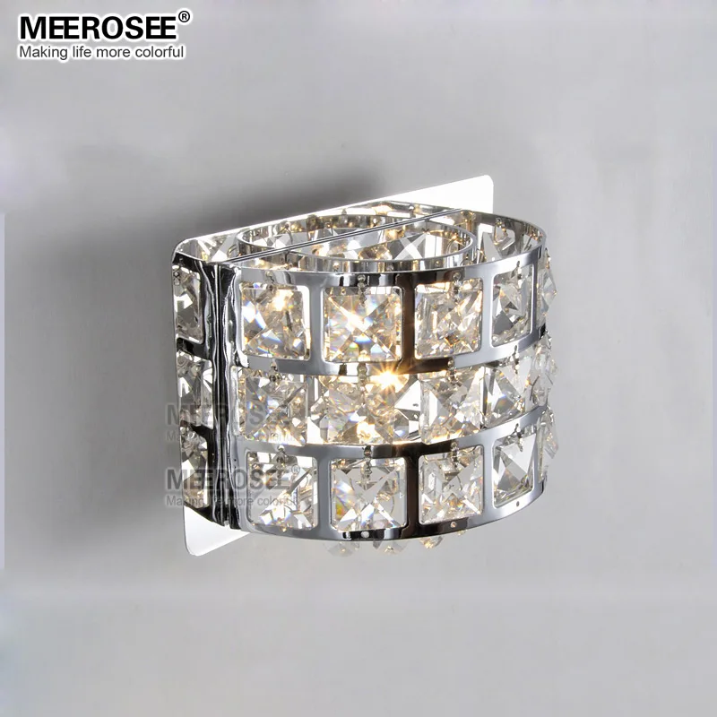 Современный хрустальный настенный светильник хромированный металлический